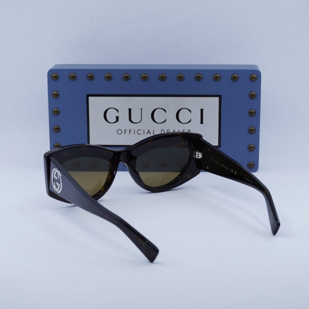 Gucci GG1843S 002 Cat Eye Sunglasses - Havana / Brown - Picture 4 of 9